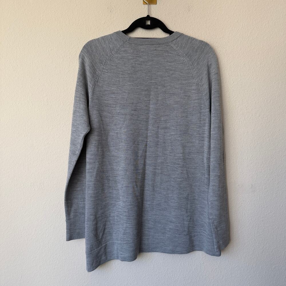 AYR Gray Asymmetrical Side Slit Crew Neck Sweater - Picture 3 of 4